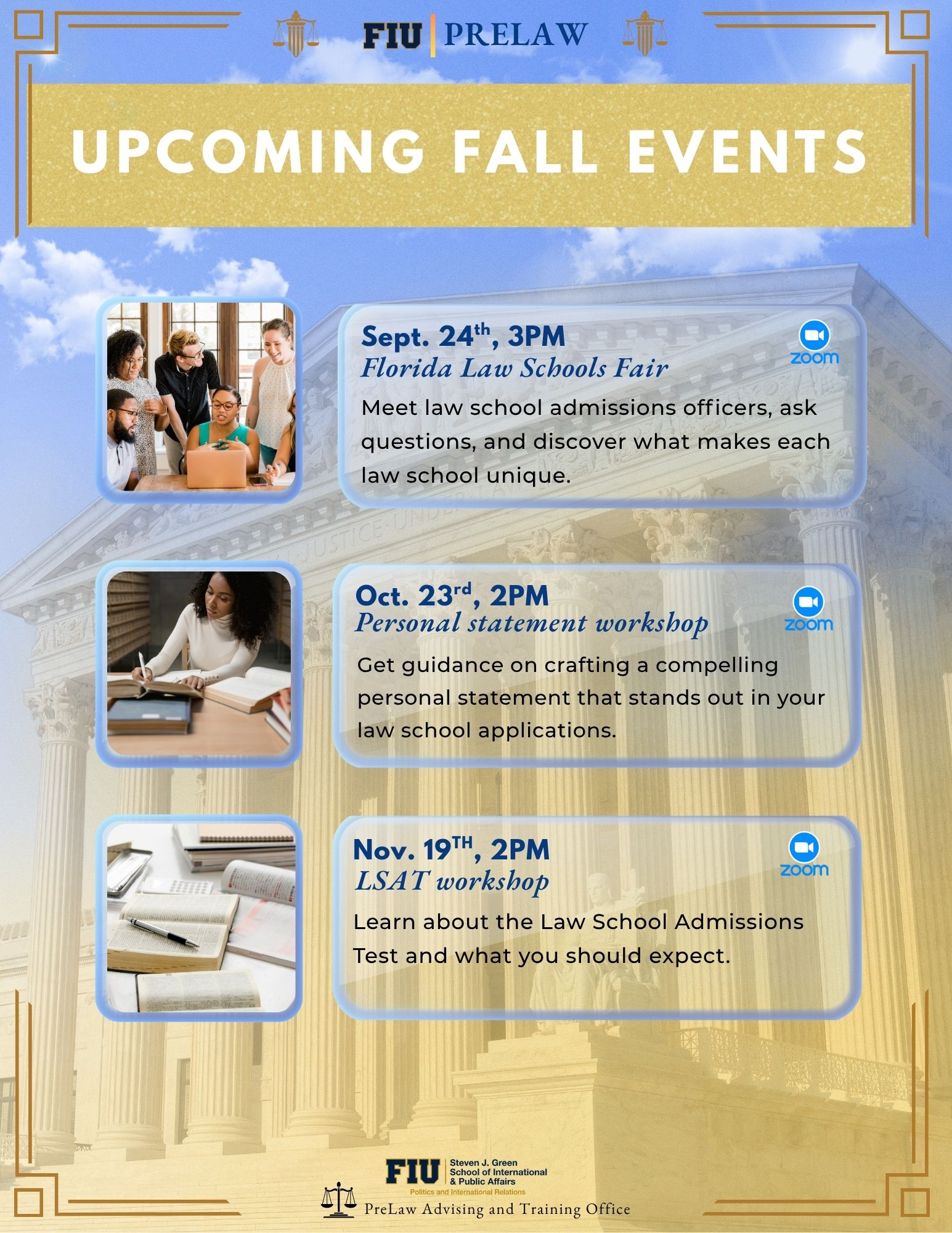 prelaw event schedule